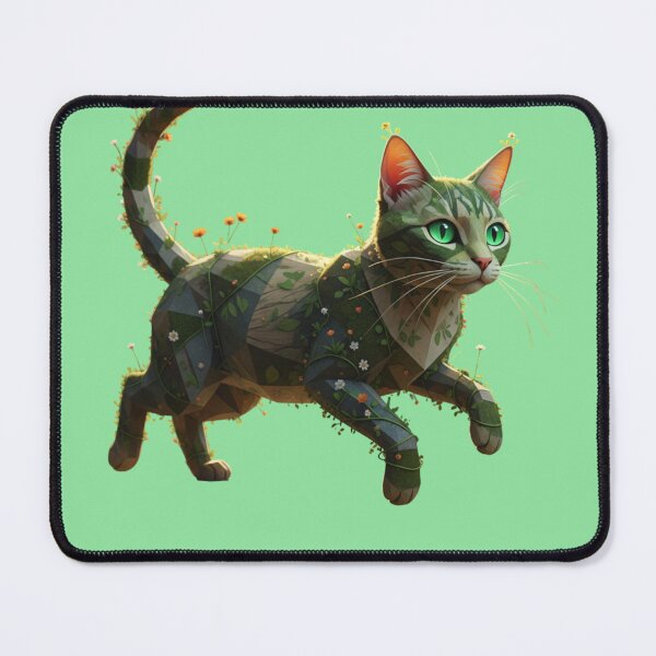 Item preview, Green Floral Geometric Cat designed and sold by bsbd-action.
