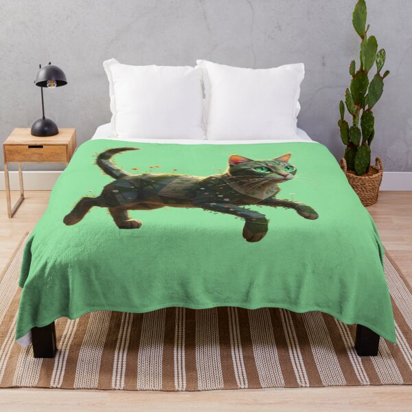 Item preview, Green Floral Geometric Cat designed and sold by bsbd-action.