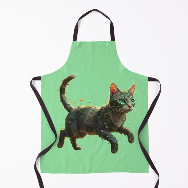 Item preview, Green Floral Geometric Cat designed and sold by bsbd-action.