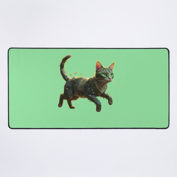 Item preview, Green Floral Geometric Cat designed and sold by bsbd-action.