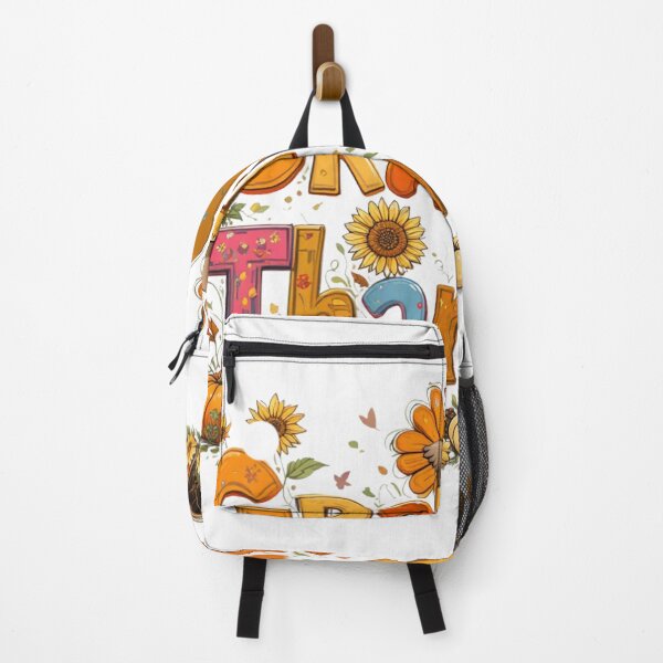 Item preview, Grateful Thankful Cute Turkey Autumn Design – Fall Thanksgiving Typography with Pumpkins and Sunflowers designed and sold by GJ Kul.