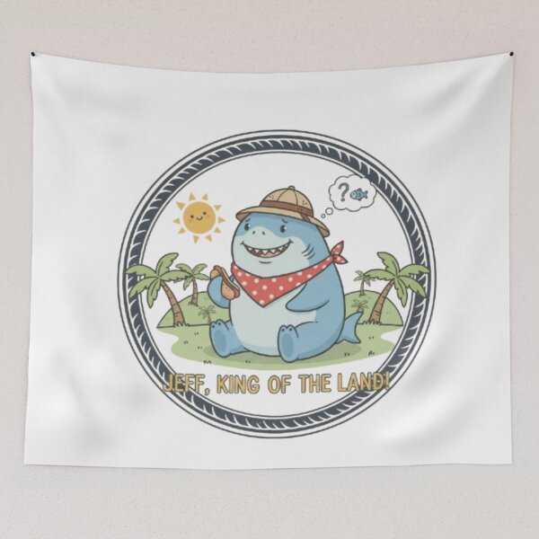 Item preview, Cute Land Shark Jeff - King of the Land Vintage Cartoon.Funny Jeff the Land Shark designed and sold by Obinne.