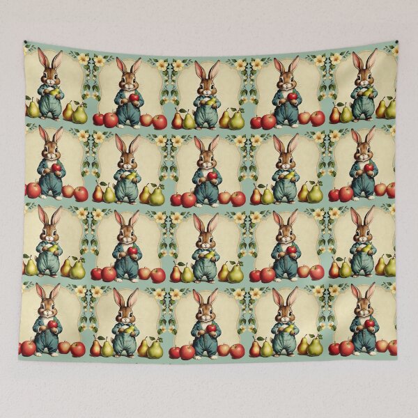 Item preview, Easter Bunnies with Pears and Apples Pattern | Gift for Easter designed and sold by UnhingedBird.
