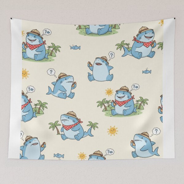 Item preview, Land Shark Jeff Funny Design - Cute Cartoon Retro Hawaiian Vacation designed and sold by Obinne.