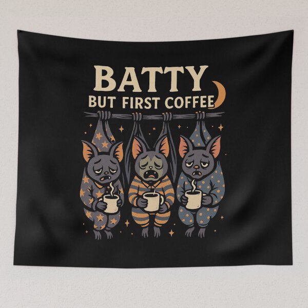 Item preview,  Halloween bats and coffee designed and sold by Meandmyshop.