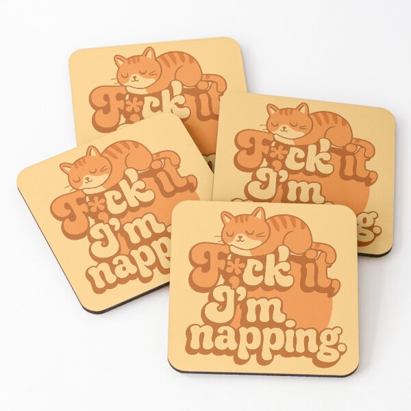Item preview, Heck It, I'm Napping – Retro Lazy Cat Typography designed and sold by catastrocat.