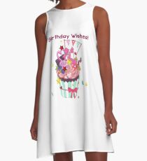 Birthday Wishes Girly Cupcake A-Line Dress