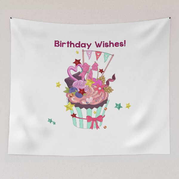 Item preview, Birthday Wishes Girly Cupcake designed and sold by purplesensation.
