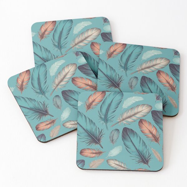 Item preview, Intricate Colorful Feather Pattern | Sky Blue Background designed and sold by UnhingedBird.