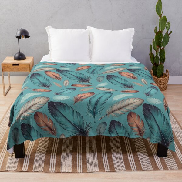 Item preview, Intricate Colorful Feather Pattern | Sky Blue Background designed and sold by UnhingedBird.