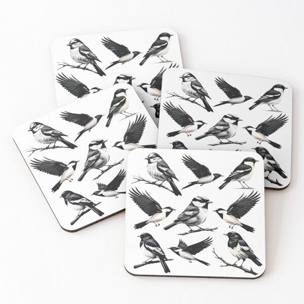 Item preview, Black and White Bird Illustration Pattern | Bird Art designed and sold by UnhingedBird.