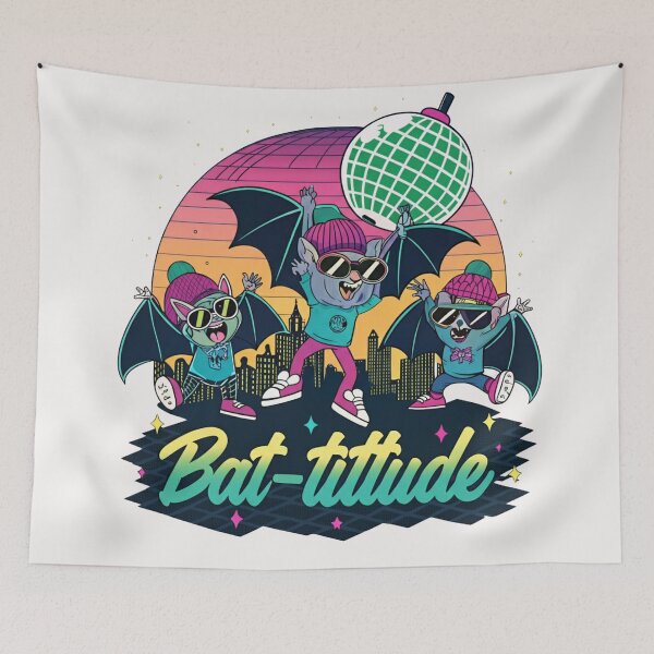 Item preview, Bat-tittude | Funny Retro 80s Bats Halloween Party Cute Bat Squad Gift, Unique Halloween Shirt designed and sold by wellie-chic.
