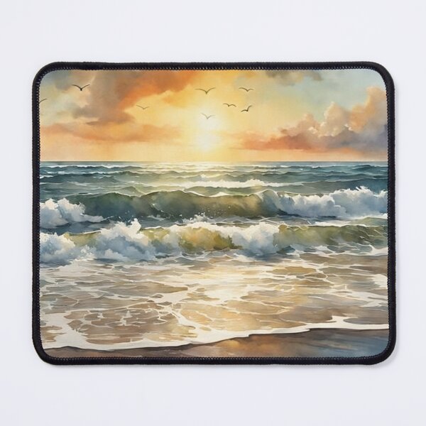 Item preview, Beautiful Waves in Sunset Watercolor Painting | Watercolor Art | Watercolor Scenery designed and sold by UnhingedBird.