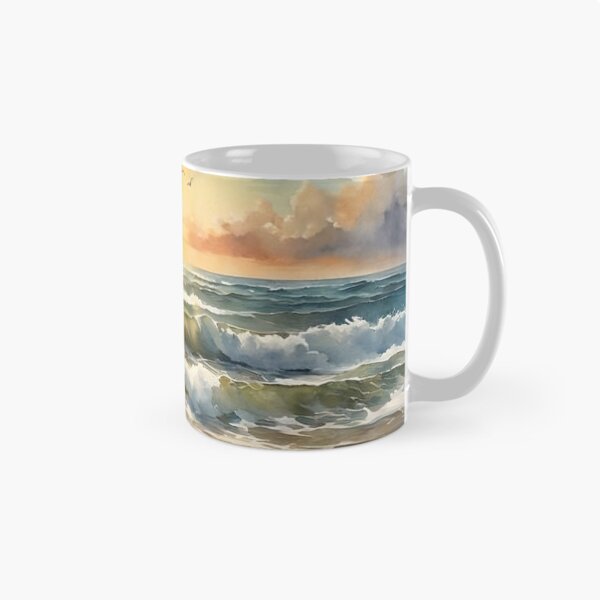 Item preview, Beautiful Waves in Sunset Watercolor Painting | Watercolor Art | Watercolor Scenery designed and sold by UnhingedBird.