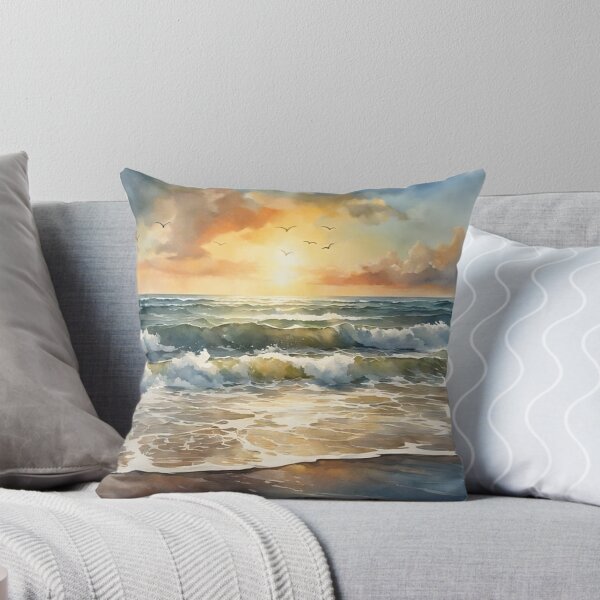 Item preview, Beautiful Waves in Sunset Watercolor Painting | Watercolor Art | Watercolor Scenery designed and sold by UnhingedBird.