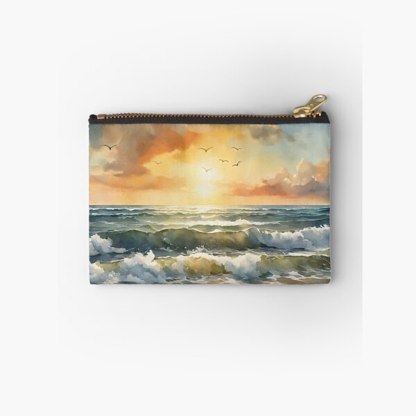 Item preview, Beautiful Waves in Sunset Watercolor Painting | Watercolor Art | Watercolor Scenery designed and sold by UnhingedBird.