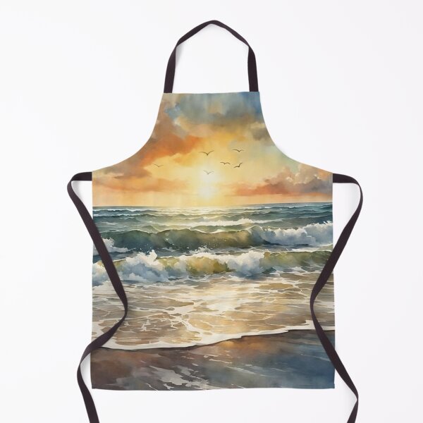 Item preview, Beautiful Waves in Sunset Watercolor Painting | Watercolor Art | Watercolor Scenery designed and sold by UnhingedBird.
