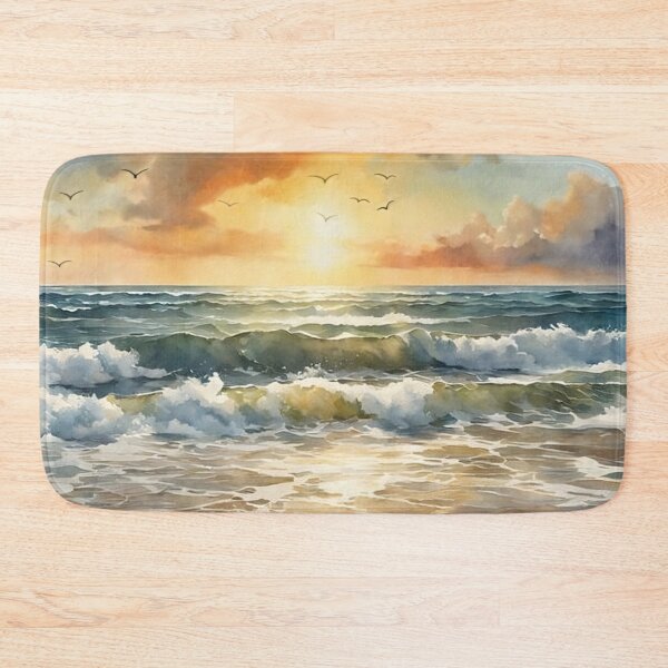 Item preview, Beautiful Waves in Sunset Watercolor Painting | Watercolor Art | Watercolor Scenery designed and sold by UnhingedBird.