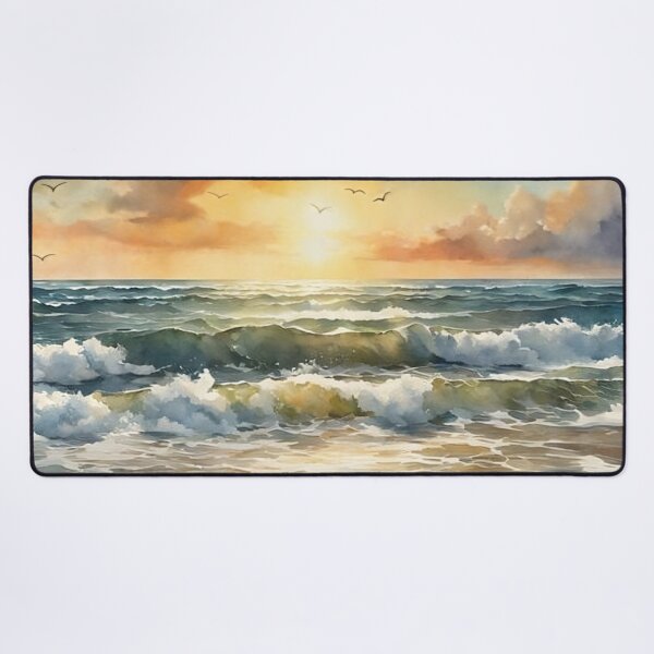 Item preview, Beautiful Waves in Sunset Watercolor Painting | Watercolor Art | Watercolor Scenery designed and sold by UnhingedBird.