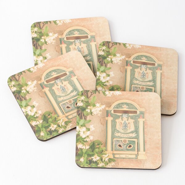 Item preview, Tuscany, Italy I Italian ceramic mailbox in Pienza with star jasmine on rustic stone wall in vintage countryside photography with Mediterranean pastel aesthetic, poetic dolce vita Italian summer vibes designed and sold by Julie Travel Photography.