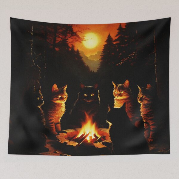 Item preview, Vintage Animal Art: Secret Cat Council in the Forest | Cat Art designed and sold by UnhingedBird.