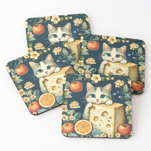 Artikelvorschau, Glückliches Kätzchen mit Futterillustration | Katzenkunst entworfen und verkauft von UnhingedBird.