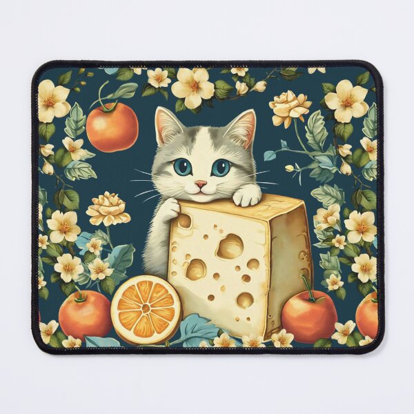 Item preview, Happy Kitten with Food Illustration | Cat Art designed and sold by UnhingedBird.