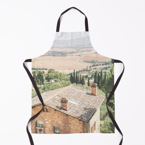 Item preview, Tuscany, Italy I Scenic panoramic view from Pienza with golden fields cypress trees rustic farmhouse in warm summer light for authentic rustic rural countryside landscape photography for la dolce vita designed and sold by Julie Travel Photography.