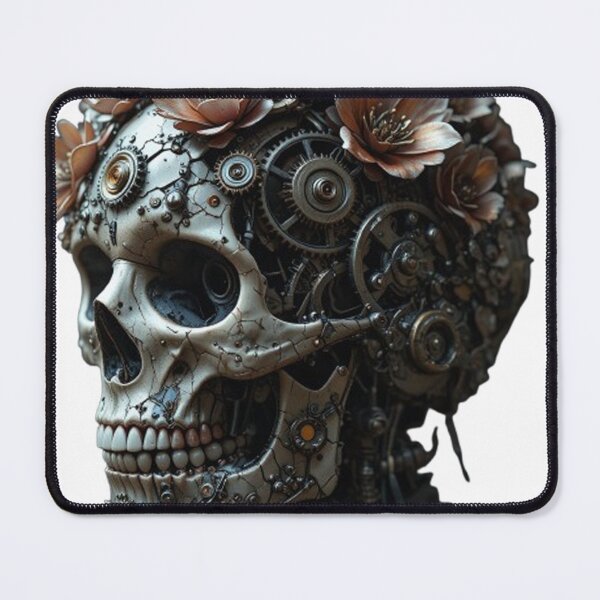 Item preview, Bio-Mechanical Flower Skull – Gothic Tech Bloom Tee designed and sold by GuruArtGallery.