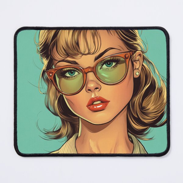 Item preview, Retro Pop Art Portrait of a Woman with Glasses – Vintage Illustration Style designed and sold by mliotard.