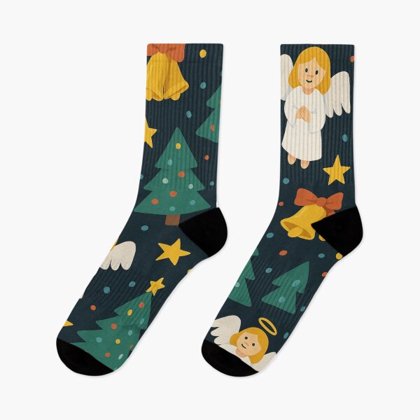 Artikelvorschau, Moderne Weihnachtsengel & Bäume nahtlose Muster entworfen und verkauft von getpressedshirt.