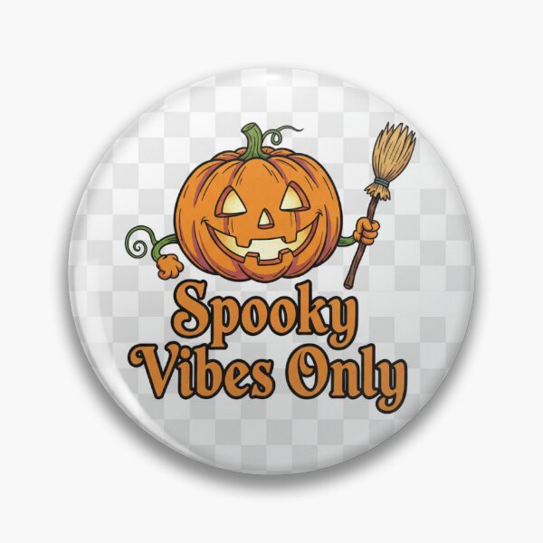 Item preview, Spooky Vibes Only – Funny Halloween Pumpkin with Witch Broom T-Shirt designed and sold by BlackStarShop77.