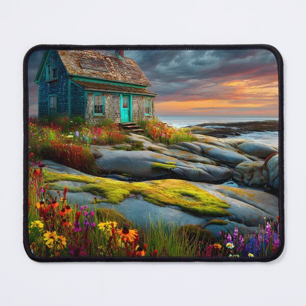 Item preview, Quaint Coastal Cottage Surrounded by Vibrant Flora designed and sold by Artessie.