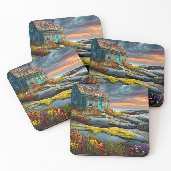 Item preview, Quaint Coastal Cottage Surrounded by Vibrant Flora designed and sold by Artessie.
