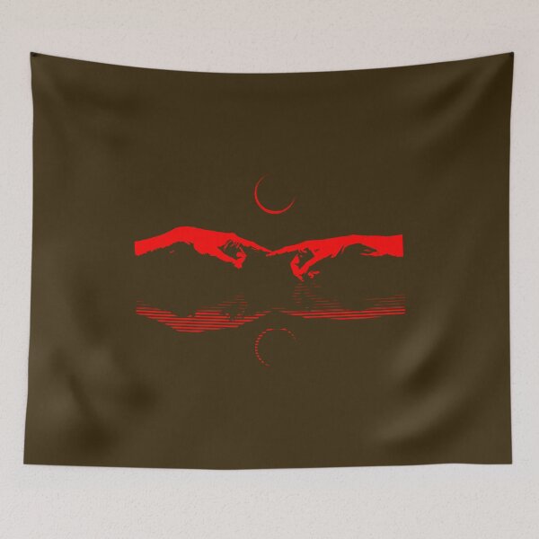 Item preview, Modern Abstract Christian Art — Creation of Adam Optical Illusion | Genesis Inspired Red designed and sold by ZechJohnRB.