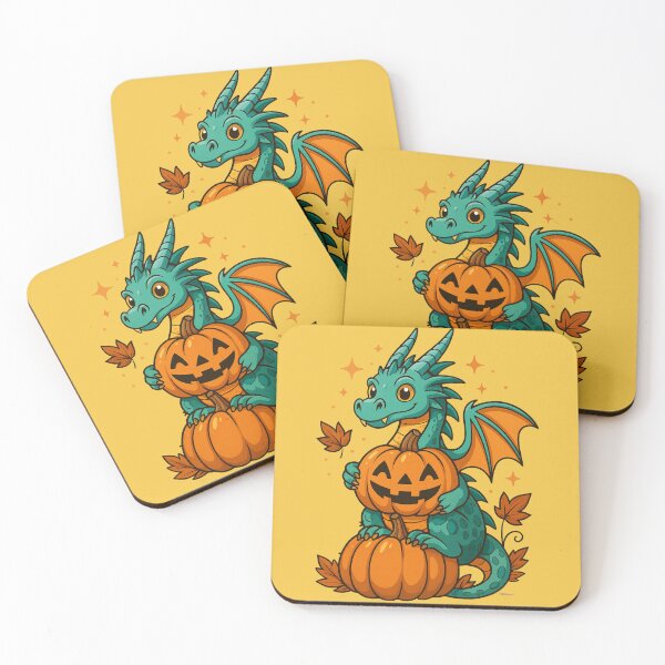 Artikelvorschau, Pumpkin Embrace – Halloween Drache mit Kürbislaterne entworfen und verkauft von The Digital Compass.