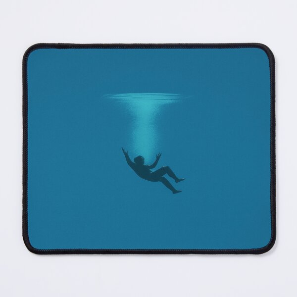 Item preview, Falling Man in Blue Depths – Surreal Minimalist Artwork designed and sold by SuccessHunters.