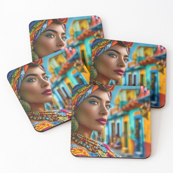 Item preview, Vibrant Portrait of a Woman in Colorful Attire designed and sold by Artessie.
