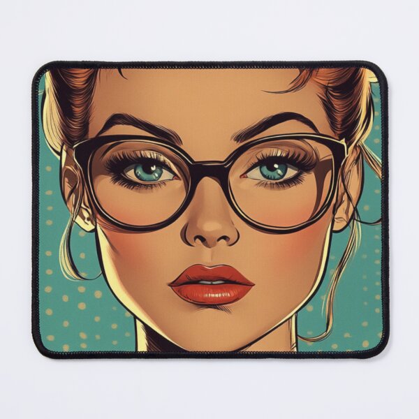 Item preview, Retro Pop Art Portrait of a Woman with Glasses – Vintage Illustration Style designed and sold by mliotard.