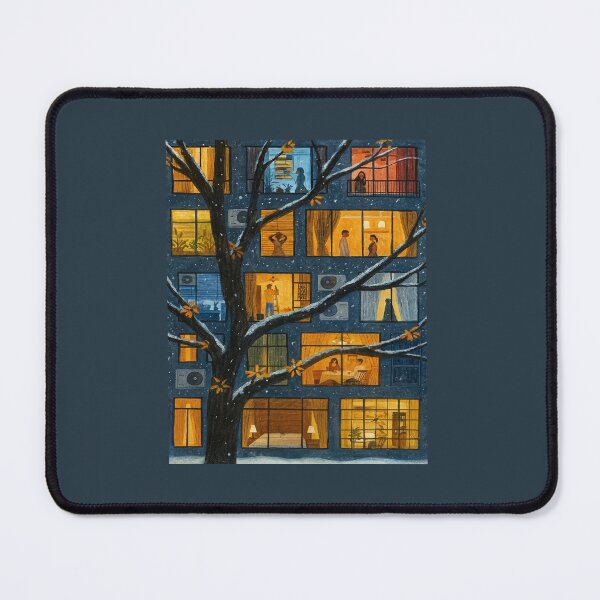Item preview, Winter Night Windows – Cozy City Apartment Lights in Snow designed and sold by SuccessHunters.