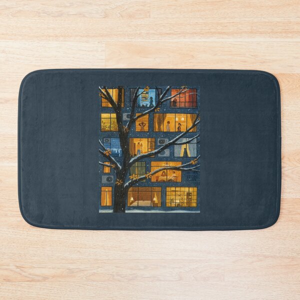 Item preview, Winter Night Windows – Cozy City Apartment Lights in Snow designed and sold by SuccessHunters.