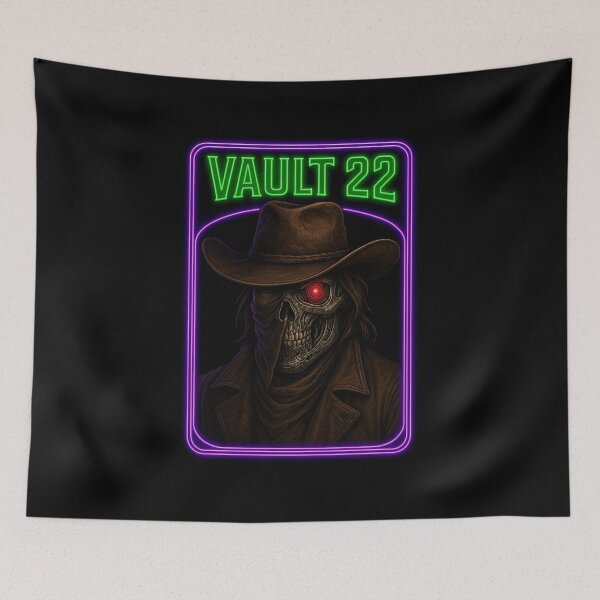 Item preview, Vault 22 Cyber Outlaw – Neon Techwear Skull Shirt designed and sold by Vault 22.