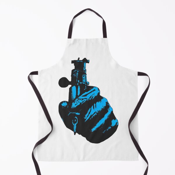 Item preview, Gloved hand holding old-school tattoo machine, blue. designed and sold by TheTattooGuy.