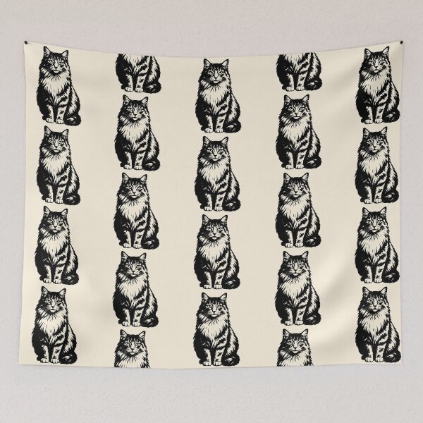 Item preview, The ragdoll cat – Black and White Stencil Cat Portrait designed and sold by blaze_art.