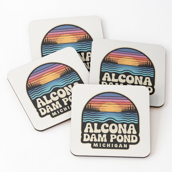 Item preview, Alcona Dam Pond, Michigan Retro Sunset designed and sold by TheOldMittenIllustrated.