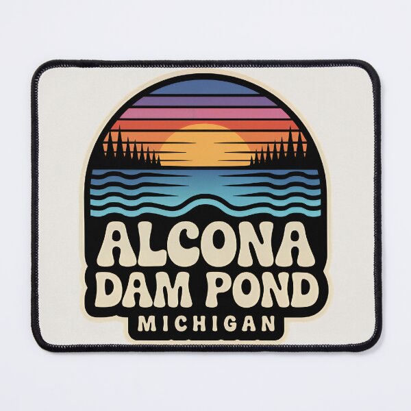 Item preview, Alcona Dam Pond, Michigan Retro Sunset designed and sold by TheOldMittenIllustrated.