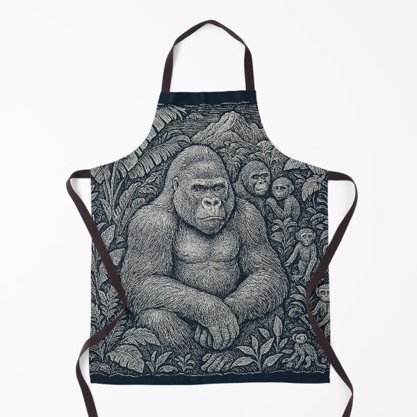 Item preview, Gorilla Family Mountain Jungle Doodle Art designed and sold by EdvvinStudios.