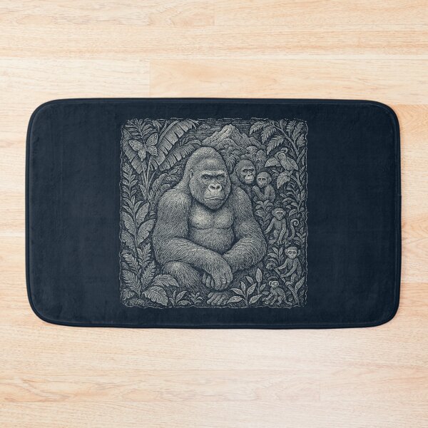 Item preview, Gorilla Family Mountain Jungle Doodle Art designed and sold by EdvvinStudios.