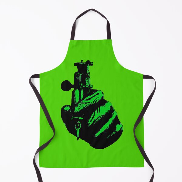 Item preview, Left hand holding an old-school tattoo machine, green. designed and sold by TheTattooGuy.