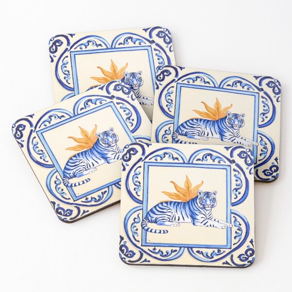 Item preview, Blue Tiger Tile designed and sold by Kiki-Hes.